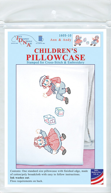 Jack Dempsey Children's Stamped Pillowcase W/Perle Edge-Ann & Andy - 5A002MGW-1GNXZ - 013155860108