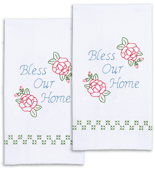 Jack Dempsey Stamped Decorative Hand Towel Pair 17"X28"-Bless Our Home - 5A002MH1-1GNYK