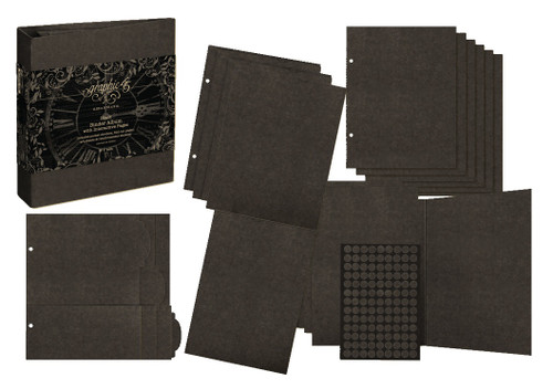 Graphic 45 Staples Binder Album With Interactive Pages-Black - 5A002N4P-1GPKT