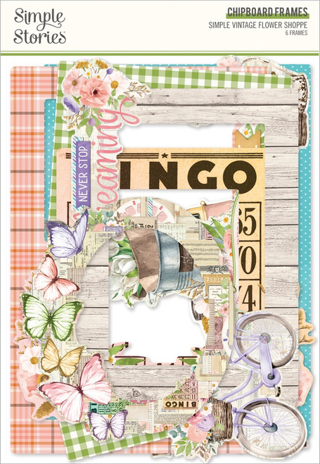 3 Pack - Simple Vintage Flower Shoppe Chipboard Frames-6/Pkg - 5A002N1N-1GPKH - 810150776805