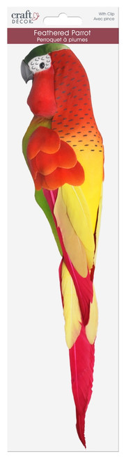 Craft D?cor Essentials Feathered Parrot W/Clip 13" 1/Pkg -Glitter Red - 5A002LTZ-1GNJ7 - 775749280395