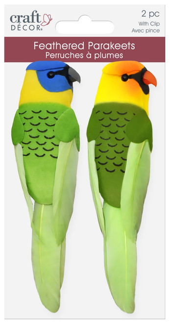Craft D?cor Essentials Feathered Parakeet W/Clip 5" 2/Pkg -5.1" - 5A002LTW-1GNJB - 775749280388