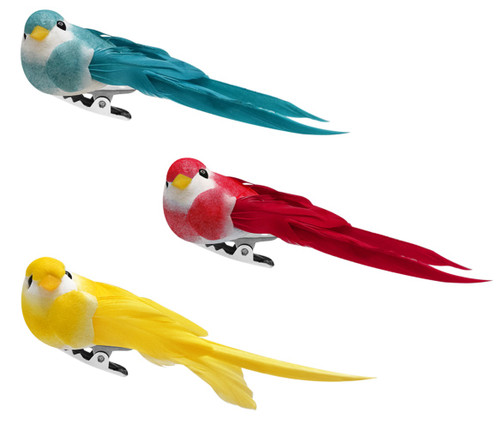 Craft Decor Essentials Longtail Feather Bird 3/Pkg-Brite - 5A002LV1-1GNJJ
