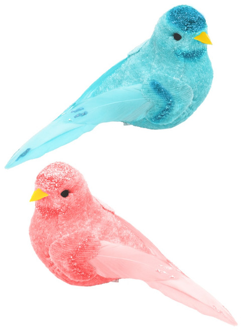 Craft D?cor Essentials FeatheredBird 4.3" 2/Pkg-Pastel - 5A002LTX-1GNJ5