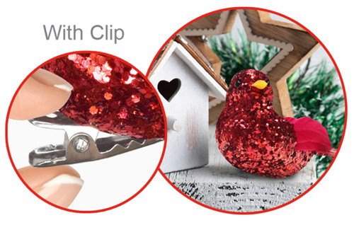 6 Pack - Craft D?cor Essentials Cardinals W/Gator Clip 3" 2/Pkg -Glitter Red - 5A002LTY-1GNJD