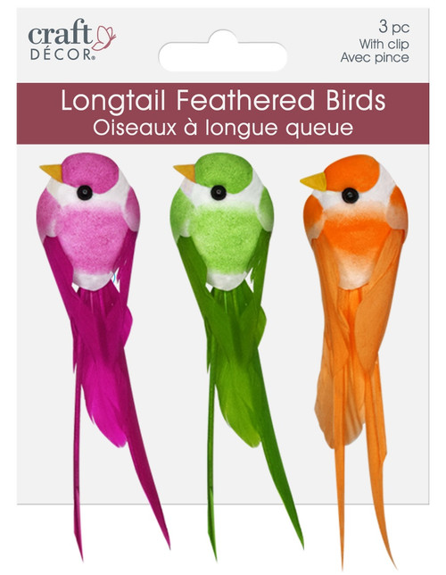 6 Pack - Craft Decor Essentials Longtail Feather Bird 3/Pkg-Tropical - 5A002LV2-1GNJH - 775749261875