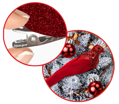 6 Pack - Craft D?cor Essentials Cardinal W/Gator Clip 6.3" 1/Pkg -Glitter Red - 5A002LV6-1GNJF