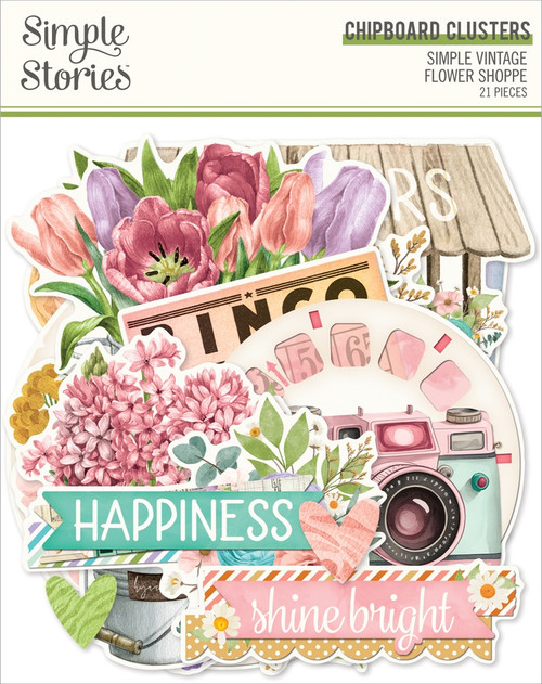 3 Pack - Simple Vintage Flower Shoppe Chipboard-Clusters - 5A002N1G-1GPJN - 810150776812