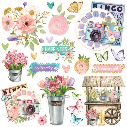 3 Pack - Simple Vintage Flower Shoppe Chipboard-Clusters - 5A002N1G-1GPJN