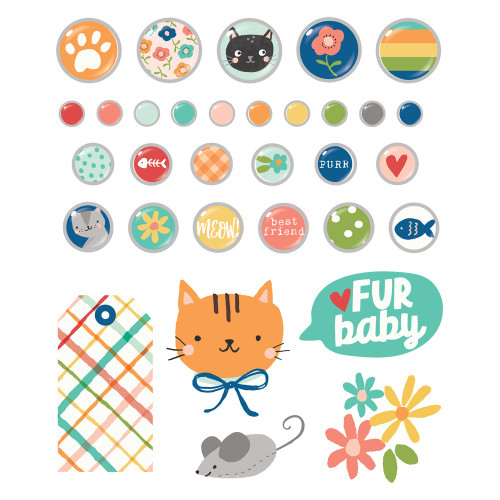 3 Pack - Fur Baby Cat - Decorative Brads-27 Brads, 5 Chipboard - 5A002N3N-1GPJD