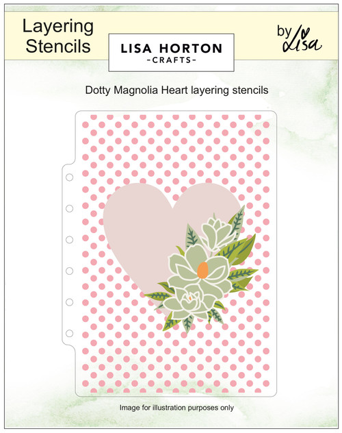 Lisa Horton Crafts Layering Stencils 5"X7"-Dotty Magnolia Heart - 5A002N6D-1GPN3 - 780627350008