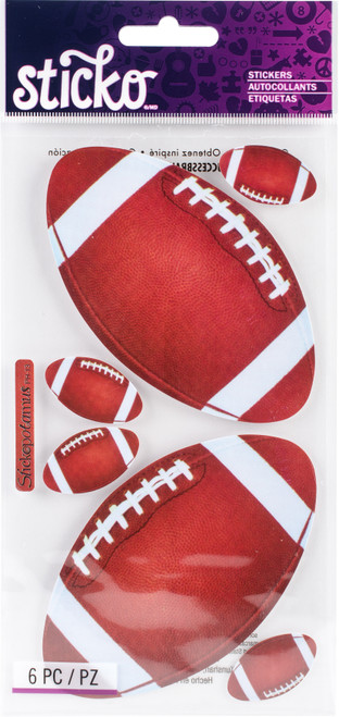 6 Pack - Sticko Stickers-Footballs - SPPH13 - 015586549928