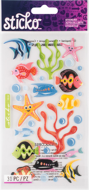 6 Pack - Sticko Vellum Stickers-Tropical Fish - SPVM64 - 015586599015 6 Pack - Sticko Vellum Stickers-Tropical Fish - SPVM64 - 015586599015