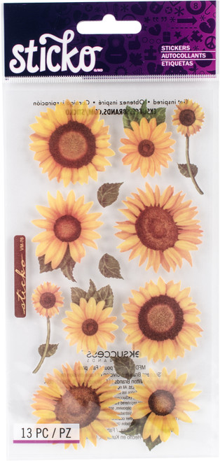 6 Pack - Sticko Vellum Stickers-Sunflowers - SPVM76 - 015586614275