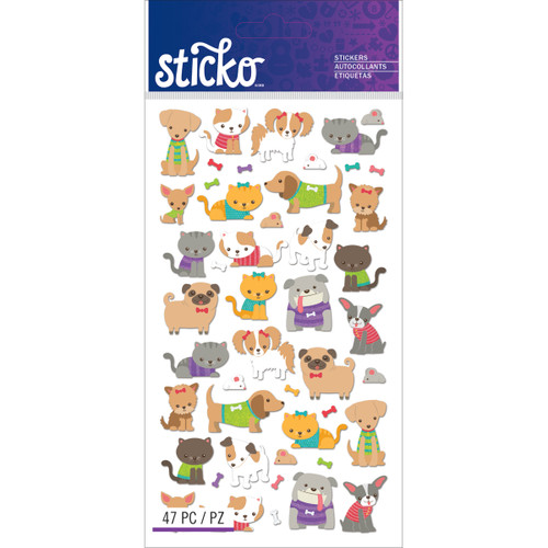 6 Pack - Sticko Stickers-Tiny Cats & Dogs - E5201275 - 015586820225