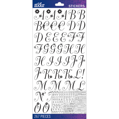 6 Pack - Sticko Alphabet Stickers-Black Dorchester Medium - E5290087 - 015586816204