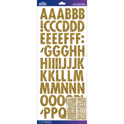 3 Pack - Sticko Alphabet Stickers-Gold Futura Regular Glitter - E5290122 - 015586816723