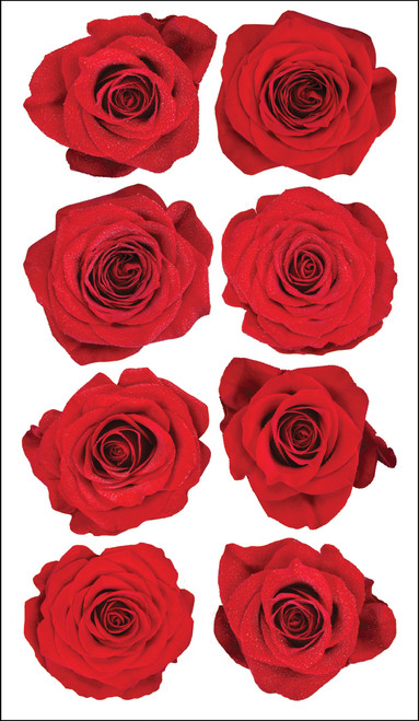6 Pack - Sticko Stickers-Red Roses - E5200981 - 015586890679