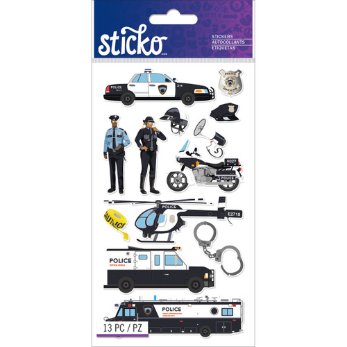 6 Pack - Sticko Stickers-Police Officer Cars - E5201280 - 015586829143 6 Pack - Sticko Stickers-Police Officer Cars - E5201280 - 015586829143