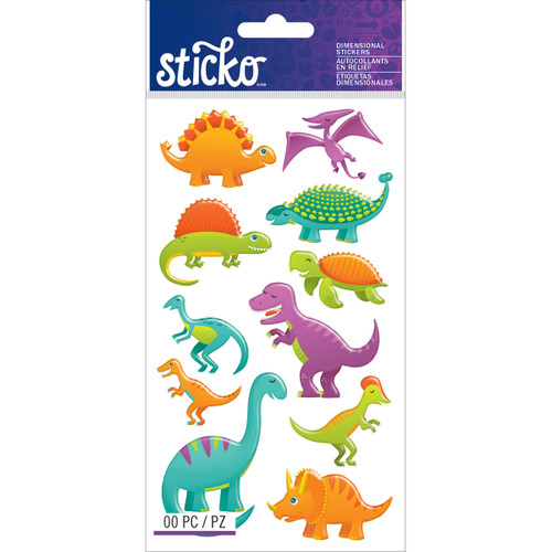3 Pack - Sticko Dimensional Stickers-Dinosaurs - E5245012 - 015586829648