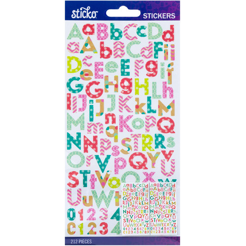 6 Pack - Sticko Alphabet Stickers-Bright Multi Pattern Small - 5290285 - 015586888898