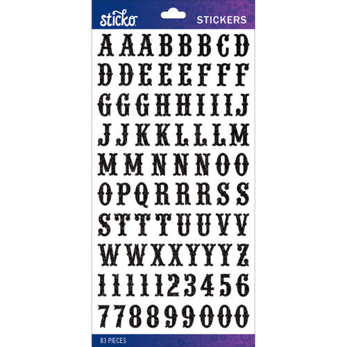 Sticko Alphabet Stickers-Black Glitter Carnival Small - E5290137 - 015586816914