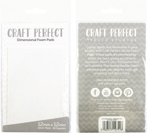3 Pack - Craft Perfect Dimensional Foam Pads 12mmX12mm-White - 9751E