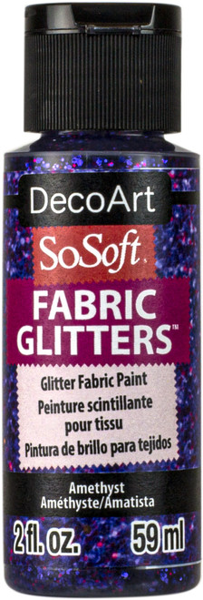 3 Pack - DecoArt SoSoft Fabric Glitters Acrylic Paint 2oz-Amethyst - DSSFG2OZ-15 - 766218115676