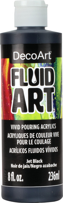 3 Pack - DecoArt FluidArt Ready-To-Pour Acrylic Paint 8oz-Jet Black - DFA-20 - 766218117984
