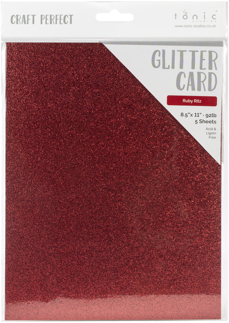 2 Pack - Craft Perfect Glitter Cardstock 8.5"X11"-Ruby Ritz - GLTTRCRD-9964E - 818569029642