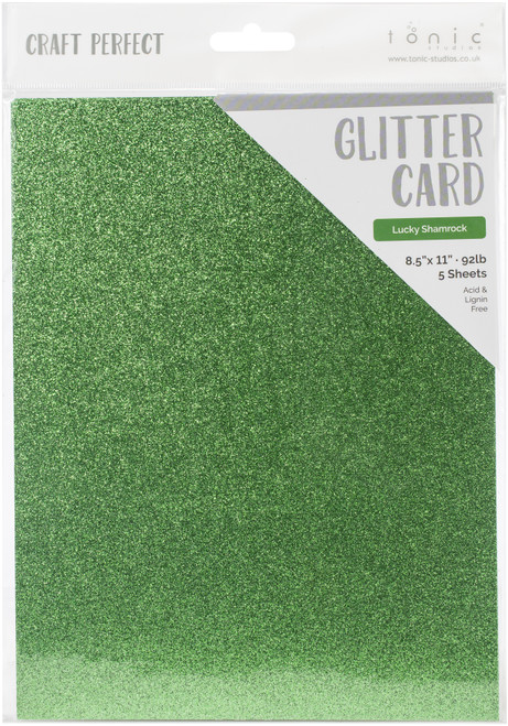 2 Pack - Craft Perfect Glitter Cardstock 8.5"X11"-Lucky Shamrock - GLTTRCRD-9965E - 818569029659
