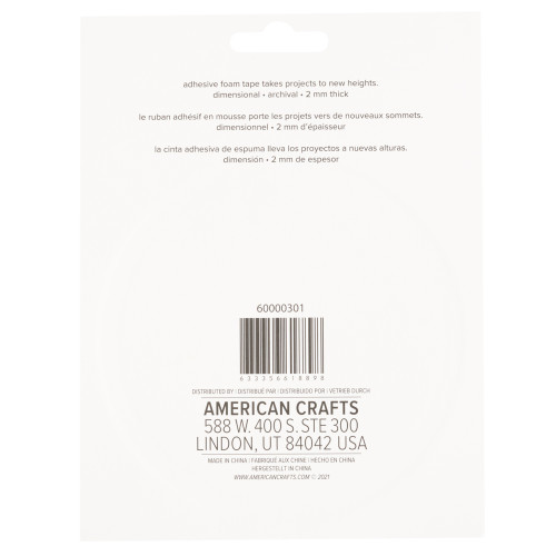 3 Pack - Sticky Thumb Double-Sided Foam Tape 3.94 Yards-White, 0.50"X2mm - 60000301 3 Pack - Sticky Thumb Double-Sided Foam Tape 3.94 Yards-White, 0.50"X2mm - 60000301
