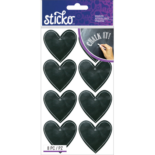 6 Pack - Sticko Chalk Label Stickers-Hearts - E5272015 - 015586981667