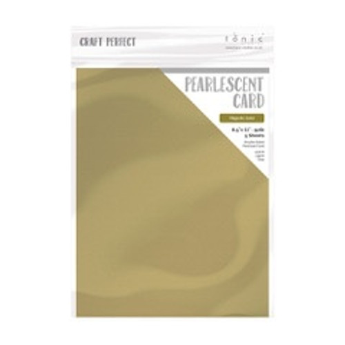 3 Pack - Craft Perfect Pearlescent Cardstock 8.5"X11" 5/Pkg-Majestic Gold - PEARL-9530 - 818569025309