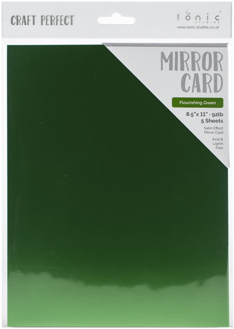 3 Pack - Craft Perfect Satin Mirror Cardstock 8.5"X11" 5/Pkg-Satin -Flourishing Green - MIRRORS-9493E - 5060517144937