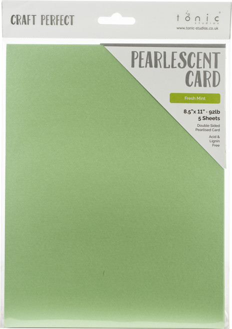 3 Pack - Craft Perfect Pearlescent Cardstock 8.5"X11" 5/Pkg-Fresh Mint - PEARL-9544E - 5060517145446