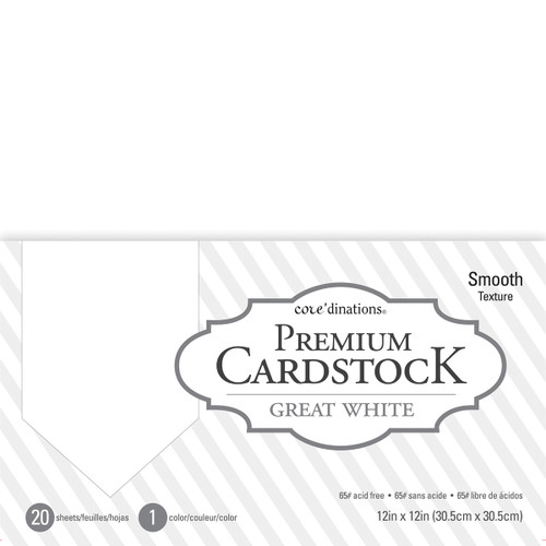 3 Pack - Core'dinations Value Pack Smooth Cardstock 12"X12" 20/Pkg-Great White - 377691 - 718813776912