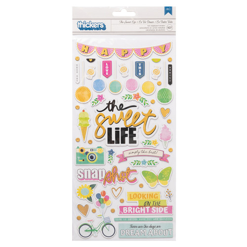 3 Pack Vicki Boutin Sweet Rush Thickers Stickers 107/Pkg-The Sweet Life Phrase & Icon/Chipboard VB013611 - 718813915687