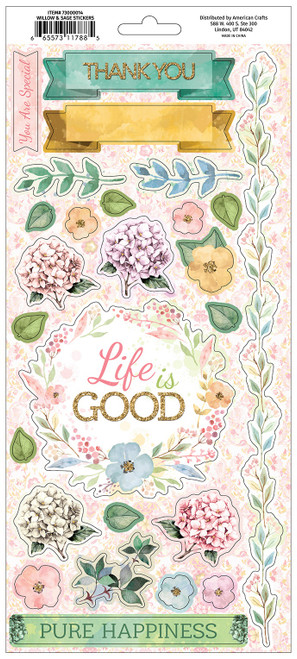 3 Pack Willow & Sage Cardstock Stickers 6"X12" 48/Pkg73000014