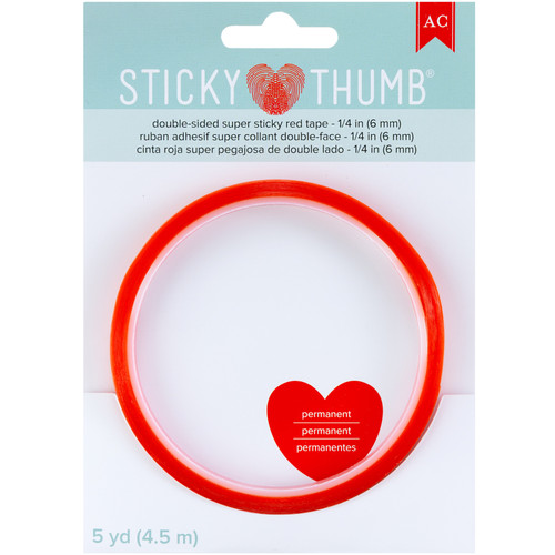 3 Pack - Sticky Thumb Double-Sided Super Sticky Red Tape-.25"X5yd - ST340263 - 718813402637