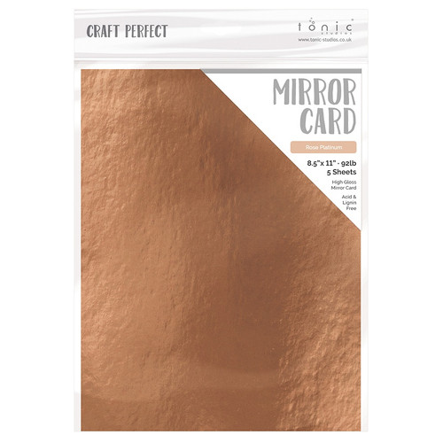 3 Pack - Craft Perfect Mirror Cardstock 8.5"X11" 5/Pkg-High Gloss Rose Platinum - MIRRORG-9456E - 818569024562