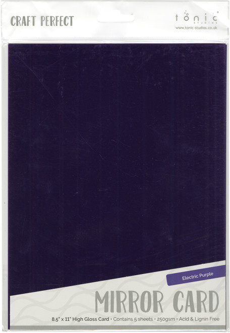3 Pack - Craft Perfect Mirror Cardstock 8.5"X11" 5/Pkg-High Gloss Electric Purple - MIRRORG-9455E - 818569024555