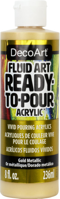 3 Pack - DecoArt FluidArt Ready-To-Pour Acrylic Paint 8oz-Gold Metallic - DFA-150 - 766218136848