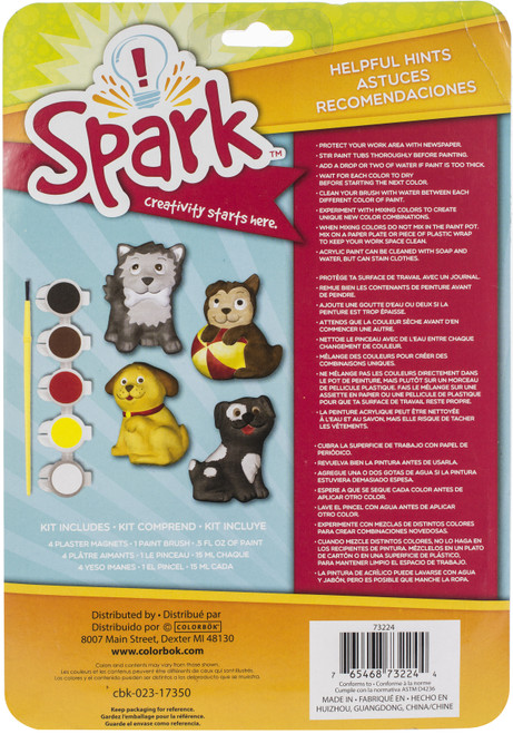 3 Pack - Colorbok Spark Plaster Magnet Kit-Playful Pups - 73224