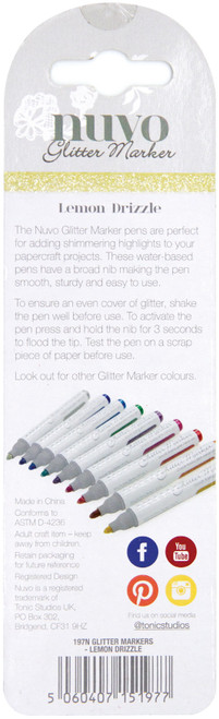3 Pack - Nuvo Glitter Marker-Lemon Drizzle - NGM-197