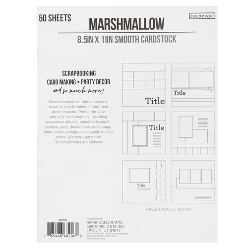3 Pack - Colorbok 78lb Smooth Cardstock 8.5"X11" 50/Pkg-Marshmallow - 68206B 3 Pack - Colorbok 78lb Smooth Cardstock 8.5"X11" 50/Pkg-Marshmallow - 68206B