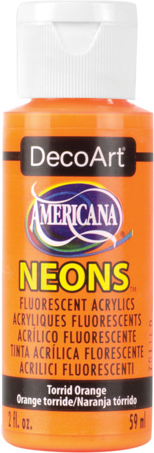 6 Pack Americana Neons Fluorescent Acrylic Paint 2oz-Torrid Orange DHS-2 - 016455602300