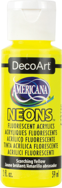6 Pack - DecoArt Americana Neons Fluorescent Acrylic Paint 2oz-Scorching Yellow - DHS-1 - 016455601303
