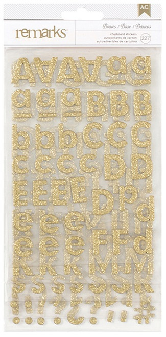 3 Pack - American Crafts Chipboard Alphabet Stickers 227/Pkg-Gold-Glitter - 368993 - 718813689939