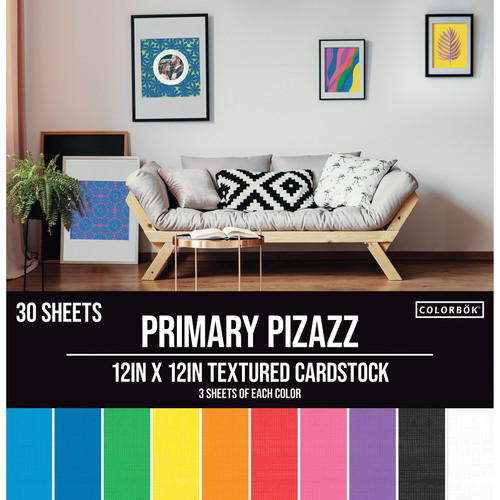 3 Pack Colorbok Textured Cardstock Pad 12"X12" 30/Pkg-Primary Pizazz 61192